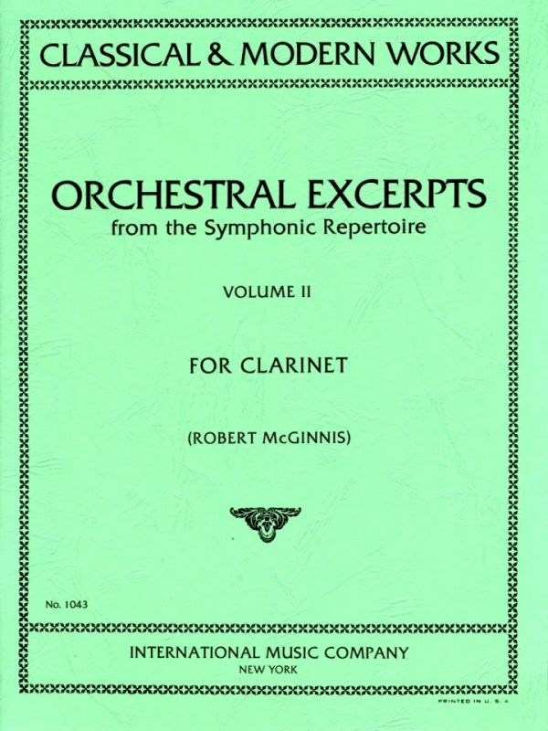 Orchestral Excerpts From Classical And Modern Works CLARINET Volume II 