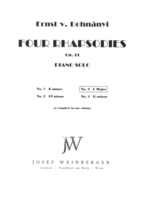 Ernst von Dohnányi - Four Rhapsodies No. 3 in C Major op. 11