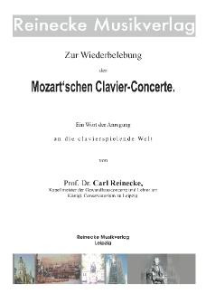 Carl Reinecke: Zur Wiederbelebung der Mozart'schen Clavier-Concerte