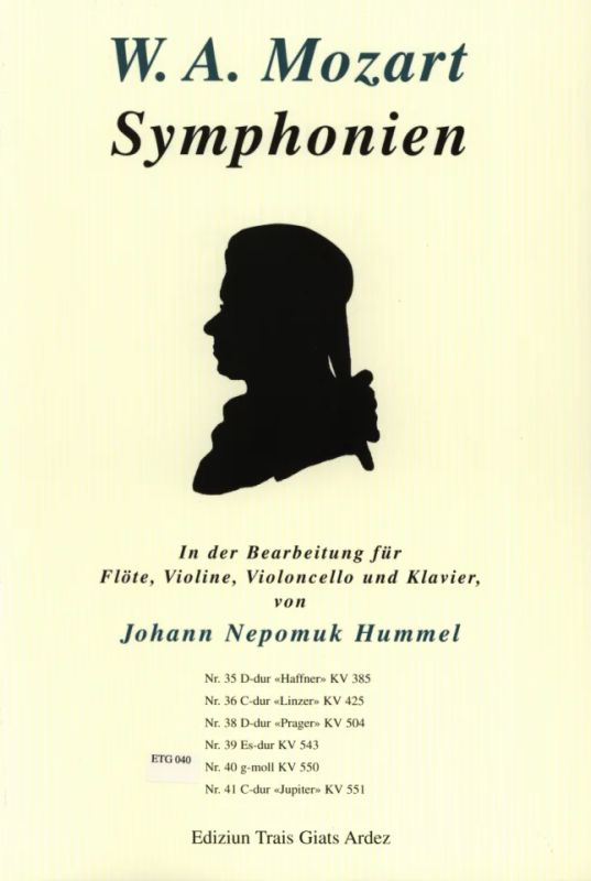 Wolfgang Amadeus Mozart - Symphonie Nr. 40 in der Bearbeitung von Johann Nepomuk Hummel g-moll KV 550