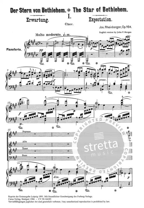 Der Stern Von Bethlehem Op 164 1890 From Josef Rheinberger Buy Now In Stretta Sheet Music Shop
