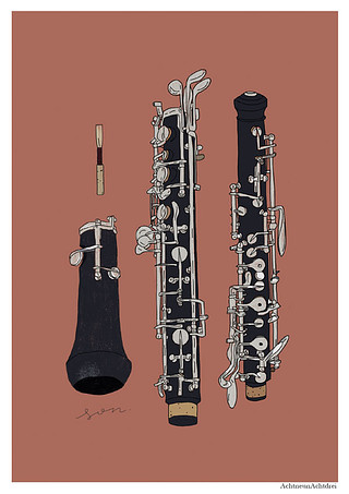 Illustrated Postcard Oboe