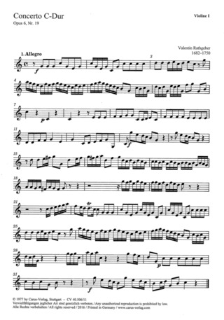 Johann Valentin Rathgeber: Concerto C-Dur op. 6 Nr. 19