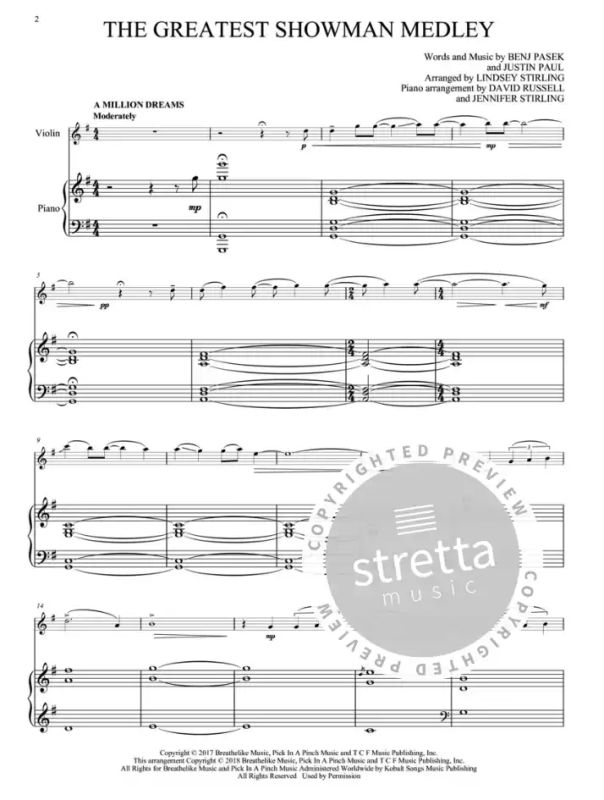 Benj Paseky otros. - Arr. Lindsey Stirling: The Greatest Showman - Medley For Violin & Piano (1)
