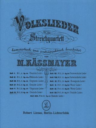 Kaessmayer, Moritz - Volkslieder 6: Deutsche Lieder op. 29 Heft 6