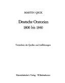 Martin Geck - Deutsche Oratorien 1800-1840