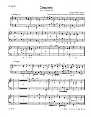 Georg Friedrich Händel - Konzert für Orgel und Orchester F-Dur op. 4/5 HWV 293