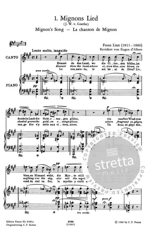 Franz Liszt - 20 Ausgewählte Lieder – hohe Stimme (1)