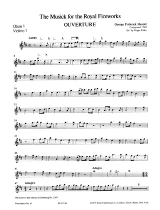 Georg Friedrich Händel: Musick for the Royal Fireworks in D major HWV 351