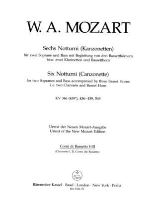 Wolfgang Amadeus Mozart - Sechs Notturni (Kanzonetten)