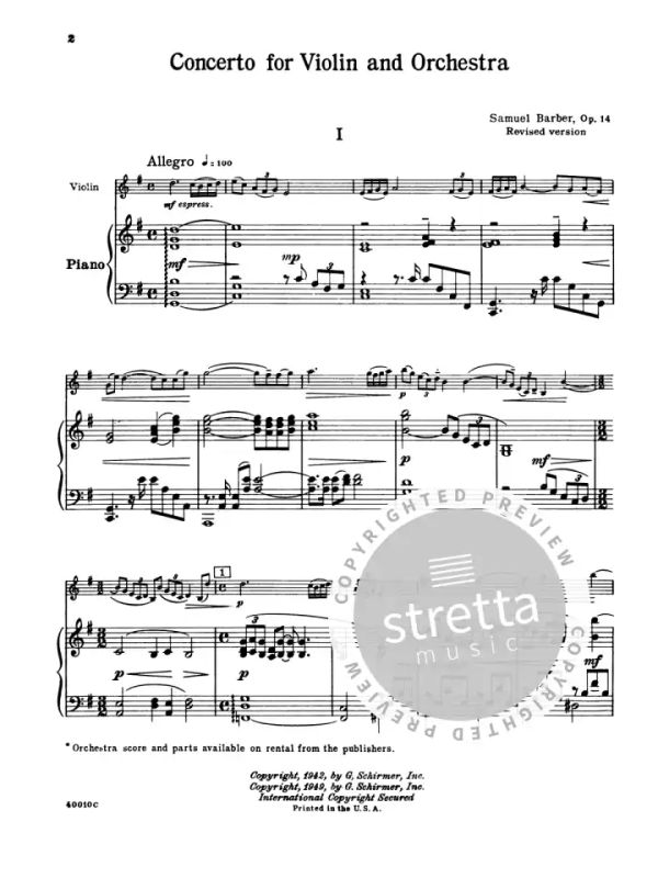 Samuel Barber - Concerto for violin and orchestra  op. 14
