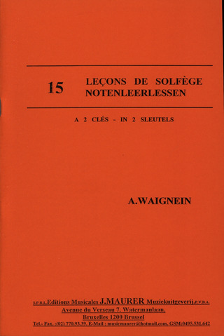 André Waignein - 15 Lecons De Solfege A 2 Cles