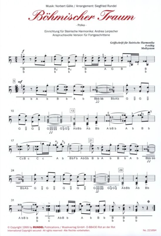 Böhmisch ist gut Volksmusik / Polka Akkordeon Noten mittelschwer 
