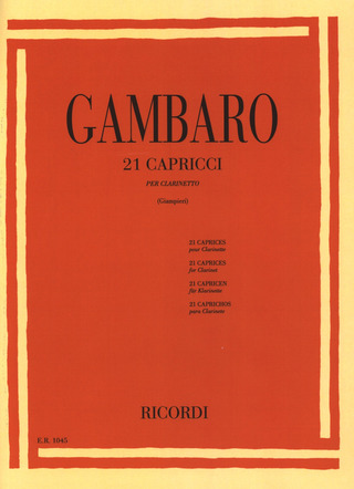 Vincenzo Gambaro: 21 Capricci Per Clarinetto Revisione Di Alamiro G