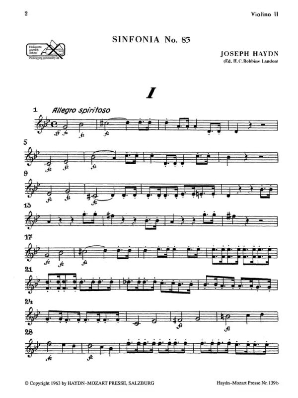 Joseph Haydn: Sinfonia Nr. 83 g-Moll Hob. I:83