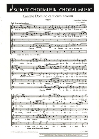 Hans Leo Haßler: Cantate Domino canticum novum