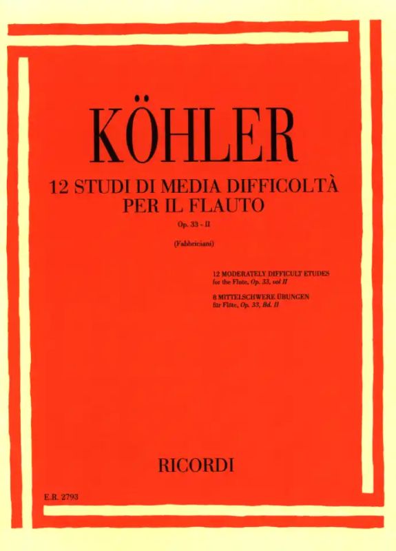 33-I   Ricordi KOHLER 15 studi facili per il flauto Op 