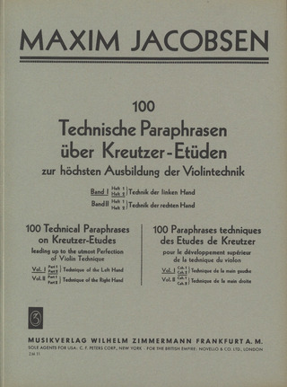 Maxim Jacobsen - Technische Paraphrasen über Kreutzer-Etüden, Band I - Heft 2