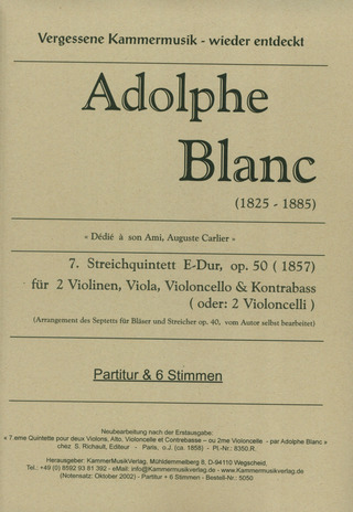 Blanc Adolphe: Quintett 7 E-Dur Op 50
