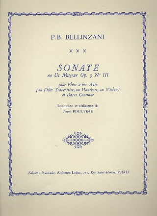 Paolo Benedetto Bellinzani - Sonata Op.3, No.3 in C major