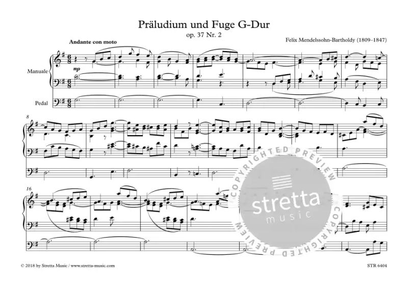 Felix Mendelssohn Bartholdy - Präludium und Fuge G-Dur