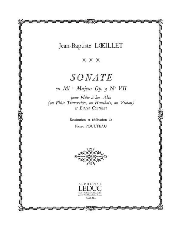 Jean-Baptiste Loeillet de Gant - Sonata Op. 3 No.7 in E flat major