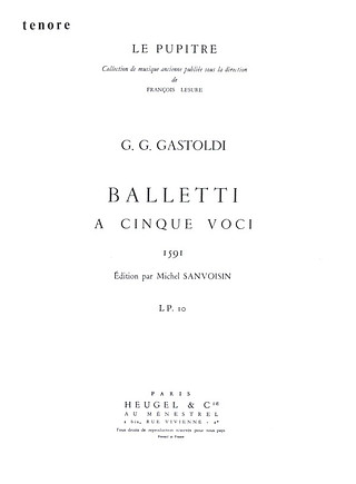 Giovanni Giacomo Gastoldi - Balletti A Cinque Voci Lp10
