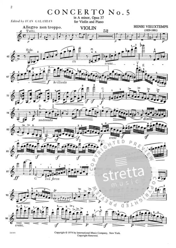Concerto No 5 Opus 37 en la mineur - Violon et piano 