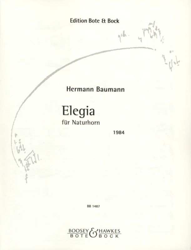 Baumann Hermann - Elegia für Naturhorn (1984)