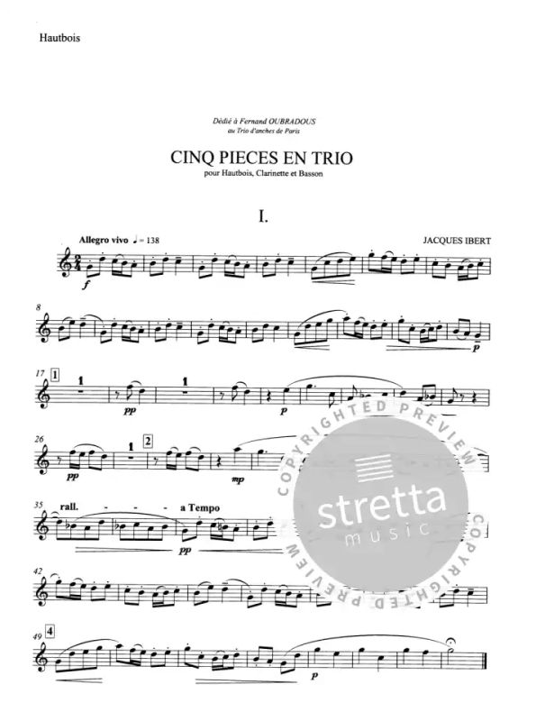 Jacques Ibert - 5 Pièces en Trio