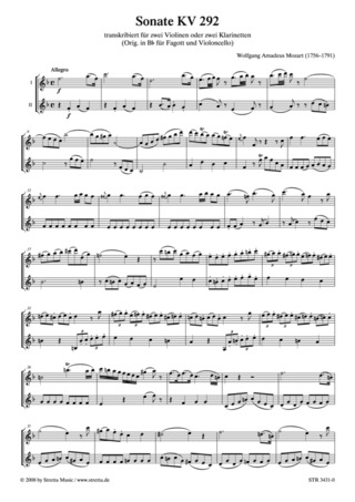 Wolfgang Amadeus Mozart - Sonate KV 292