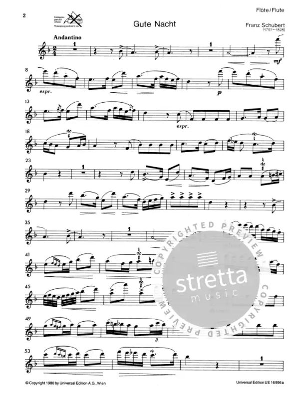 Schubert Franz 6 Lieder Flöte Klavier Musiknoten 16996-9790008004490 