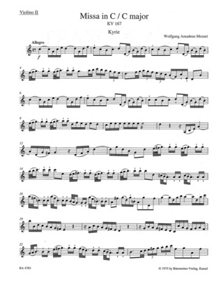Wolfgang Amadeus Mozart - Missa C-Dur KV 167 "Trinitatis-Messe"