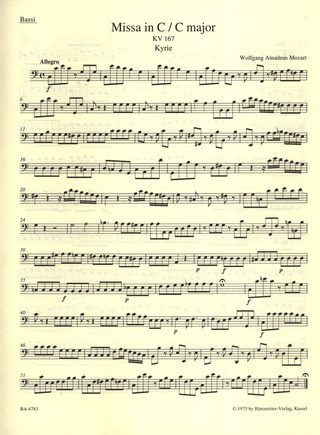 Wolfgang Amadeus Mozart - Missa C-Dur KV 167 "Trinitatis-Messe"