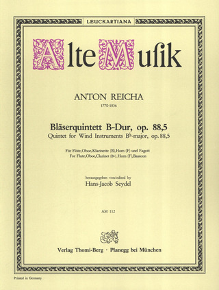 Anton Reicha: Quintett B-Dur op. 88/5