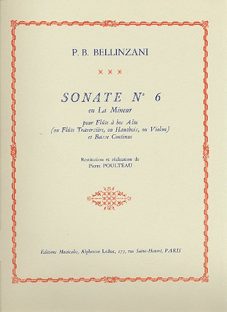 Paolo Benedetto Bellinzani - Sonate Op.3, No.6 in a minor