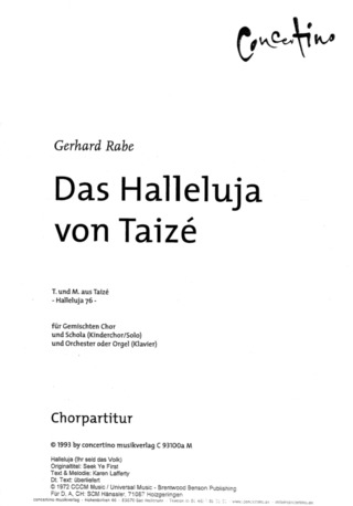 Gerhard Rabe: Das Hallelujah von Taizé