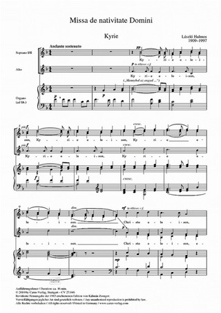 László Halmos - Missa de nativitate Domini F-Dur (1946)