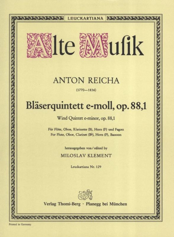 Anton Reicha - Quintett e-moll op. 88/1