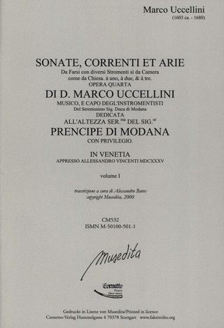 Marco Uccellini - Sonate, correnti et arie op. 4
