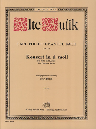 Carl Philipp Emanuel Bach - Konzert für Flöte und Streichorchester mit Cembalo ad lib. d-moll Wotq. 22