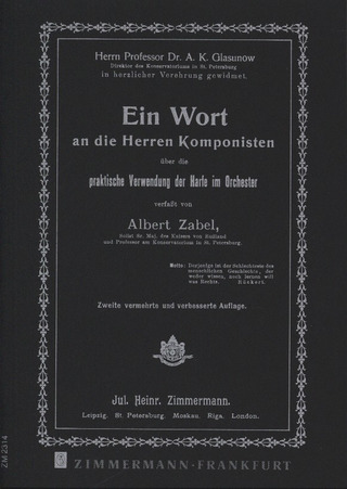 Albert Heinrich Zabel - Ein Wort an die Herren Komponisten über die praktische Verwendung der Harfe im Orchester