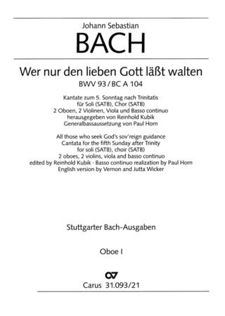 Johann Sebastian Bach - All those who seek God's sov'reign guidance BWV 93