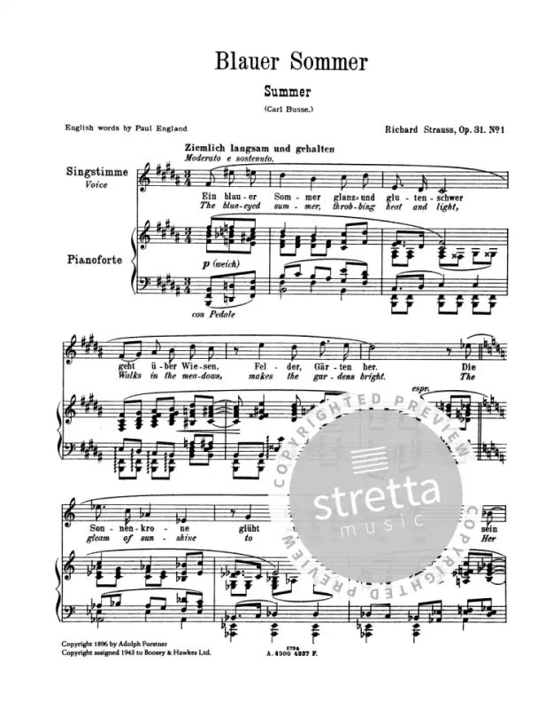 Richard Strauss - Drei Lieder nach Gedichten von Carl Busse H-Dur op. 31/1 (1896) (1)