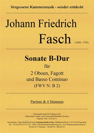 Johann Friedrich Fasch: Sonate B-Dur FWV N: B 2