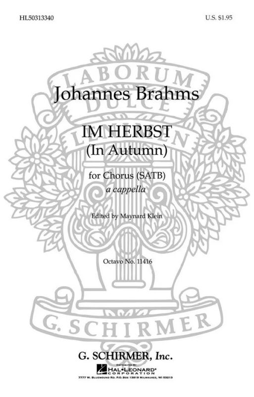 Johannes Brahms - Im Herbst In Autumn A Cappella