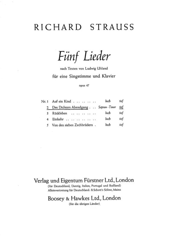 Richard Strauss - Fünf Lieder nach Gedichten von Ludwig Uhland op. 47/2