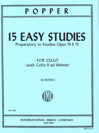 David Popper - 15 Easy Studies (1St Pos) Preparatory To Op 73&76