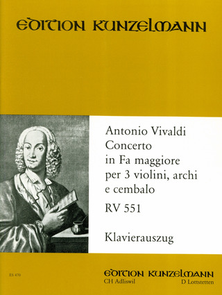 Concerto per tre violini, archi e basso continuo in fa maggiore RV 551 Spartiti