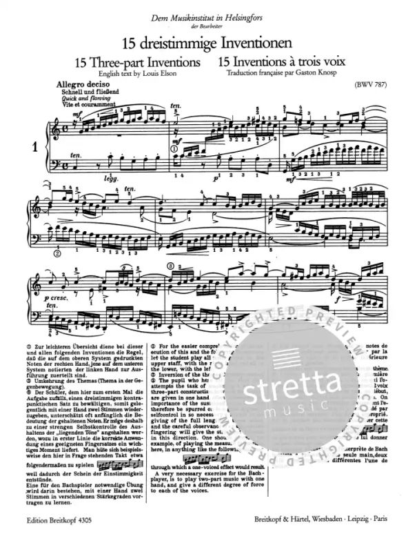 Johann Sebastian Bach - Dreistimmige Inventionen BWV787-801 (1)